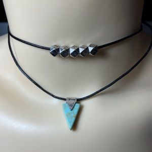 Silver Blue Stone Choker Necklace